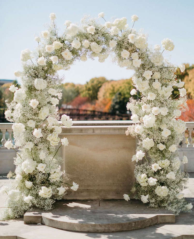 fake white flower wedding arch
